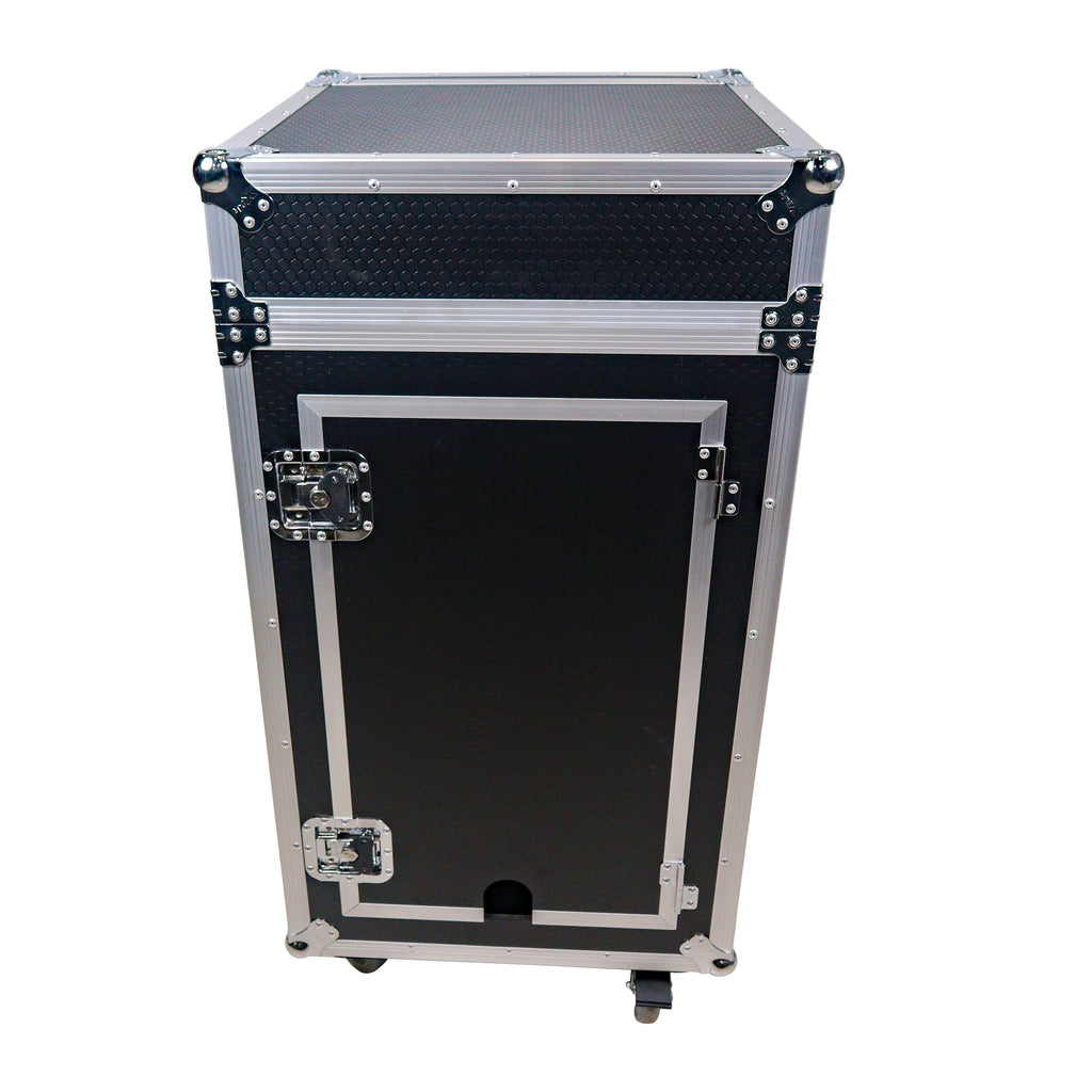18U Vertical Rack Mount Flight Case with 10U Top for Mixer Combo Amp Rack with Caster Wheels