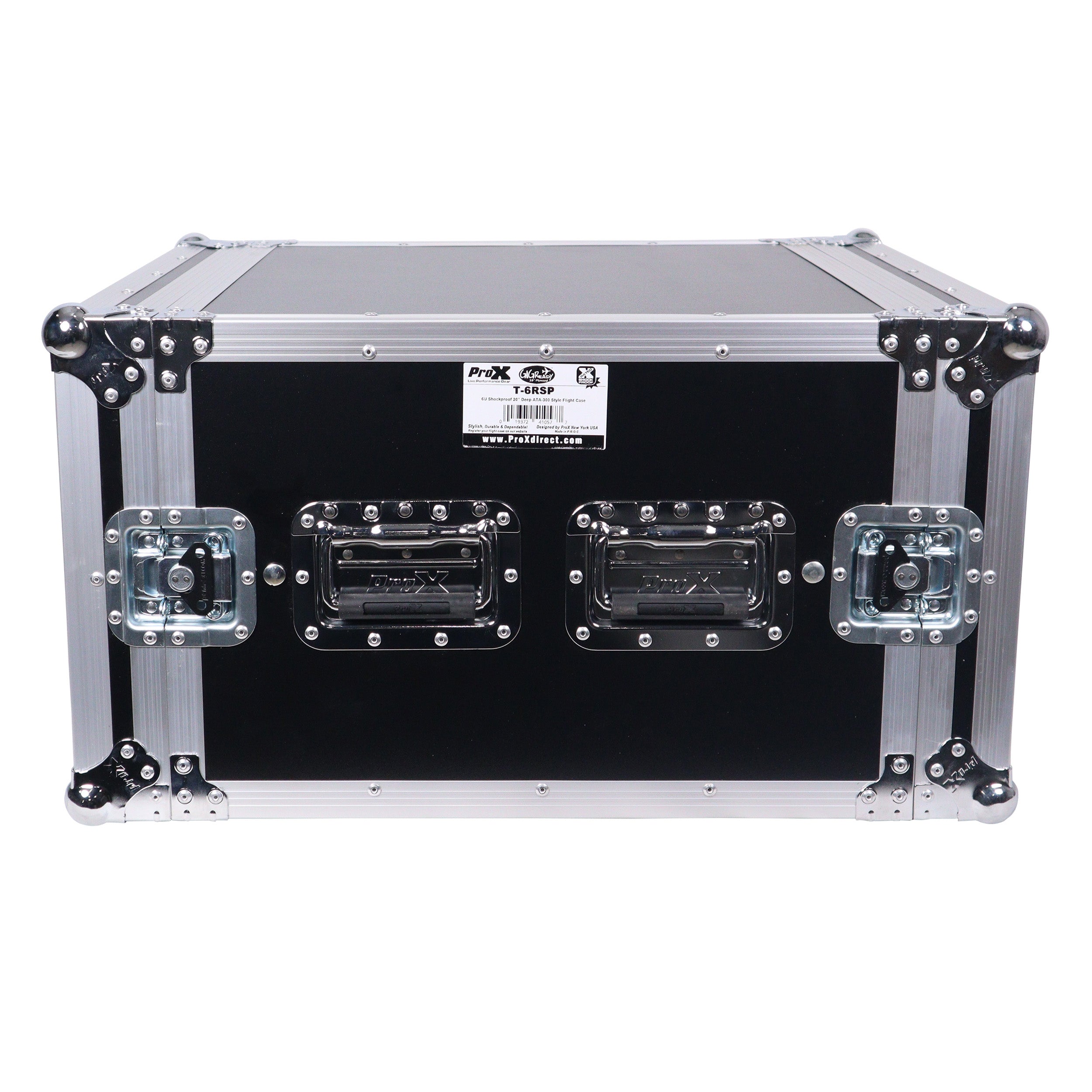 ATA Style 6U Rack Space Shockproof Amp Rack Mount Case 20 in. Depth with recessed handles