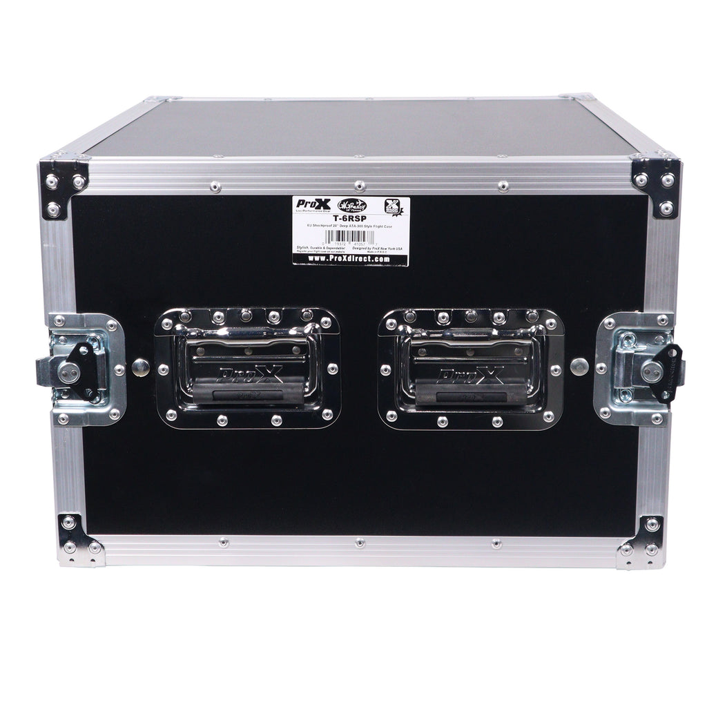 ATA Style 6U Rack Space Shockproof Amp Rack Mount Case 20 in. Depth with recessed handles