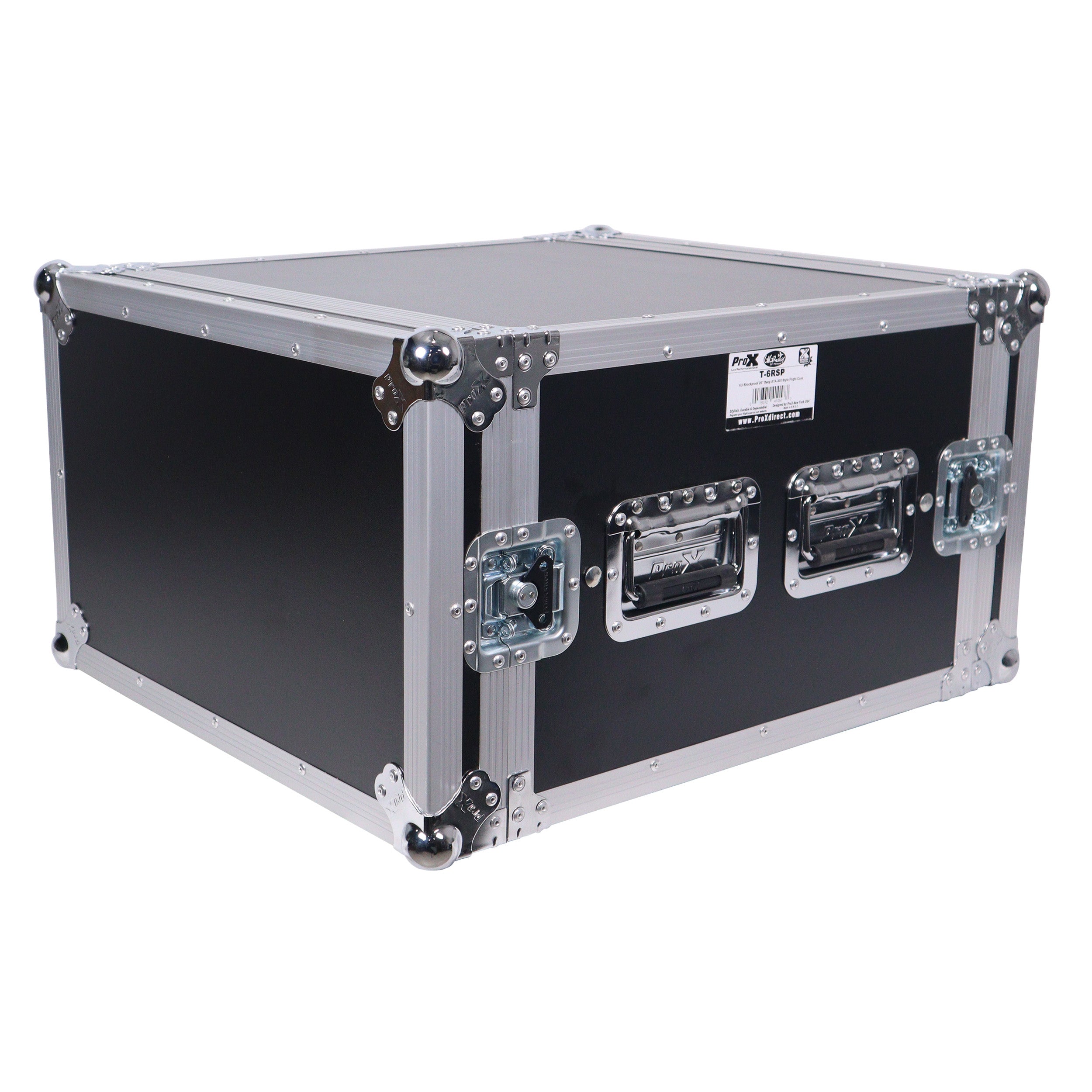 ATA Style 6U Rack Space Shockproof Amp Rack Mount Case 20 in. Depth with recessed handles