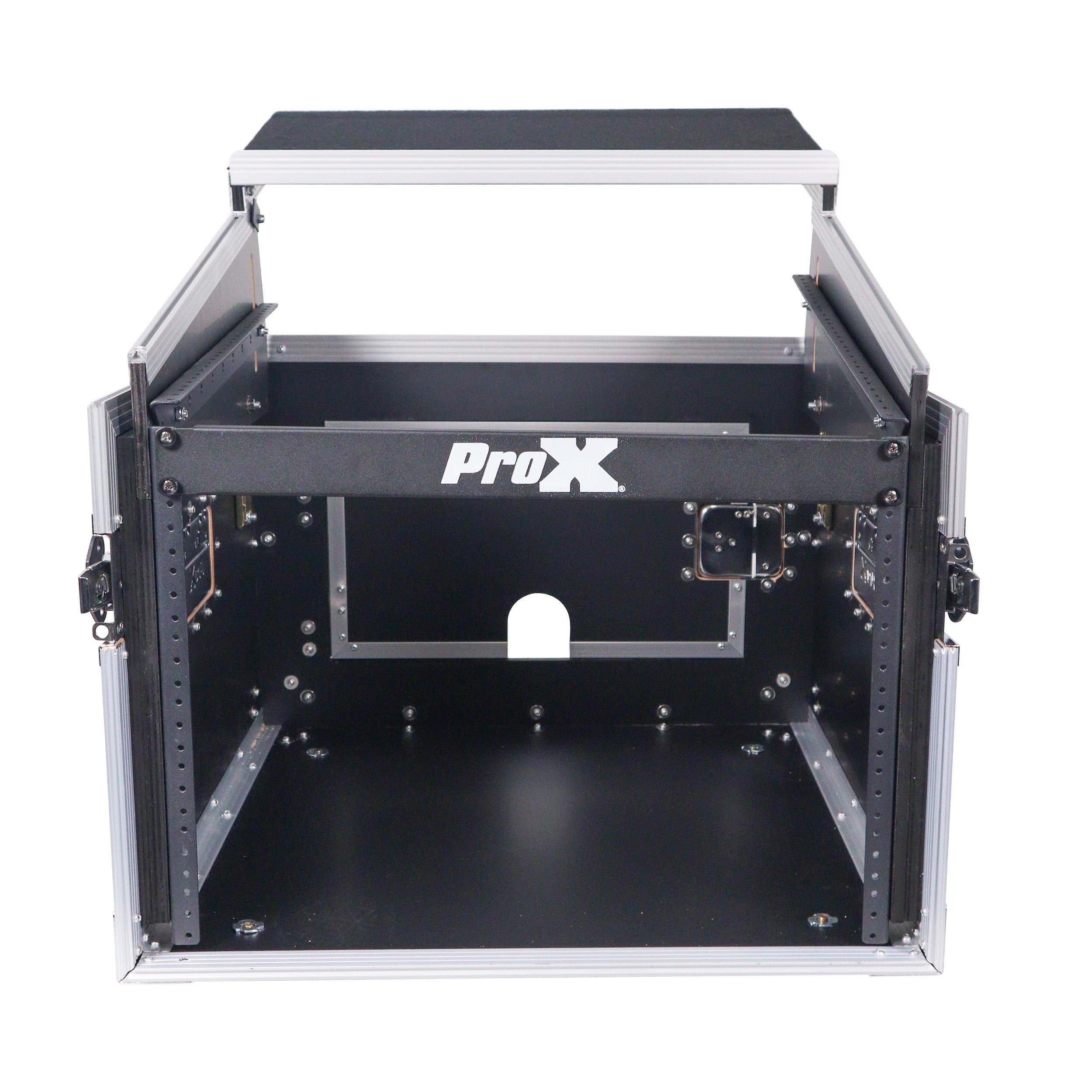 8U Vertical Rack Mount Flight Case with 10U Top for Mixer Combo Amp Rack with Laptop Shelf