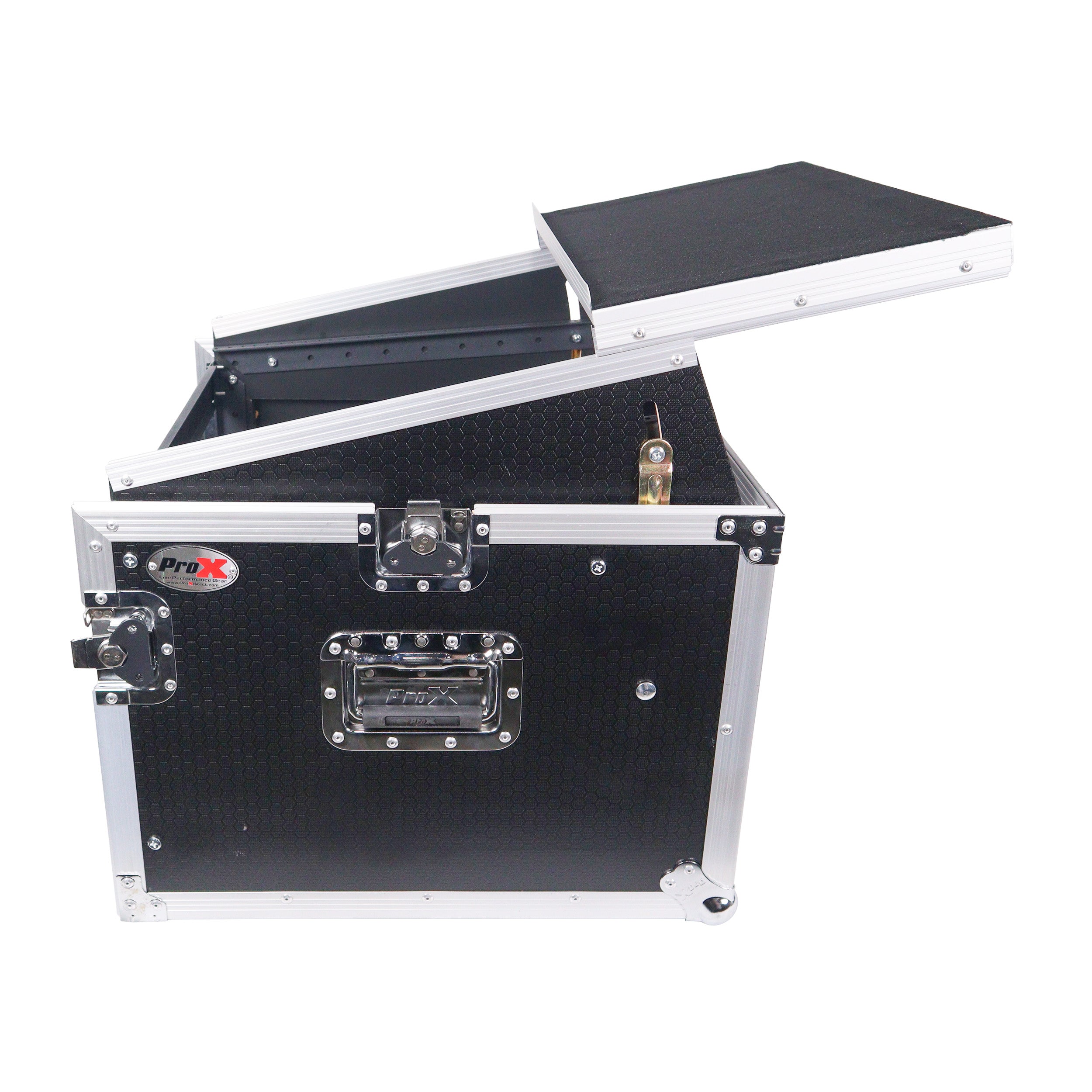 8U Vertical Rack Mount Flight Case with 10U Top for Mixer Combo Amp Rack with Laptop Shelf