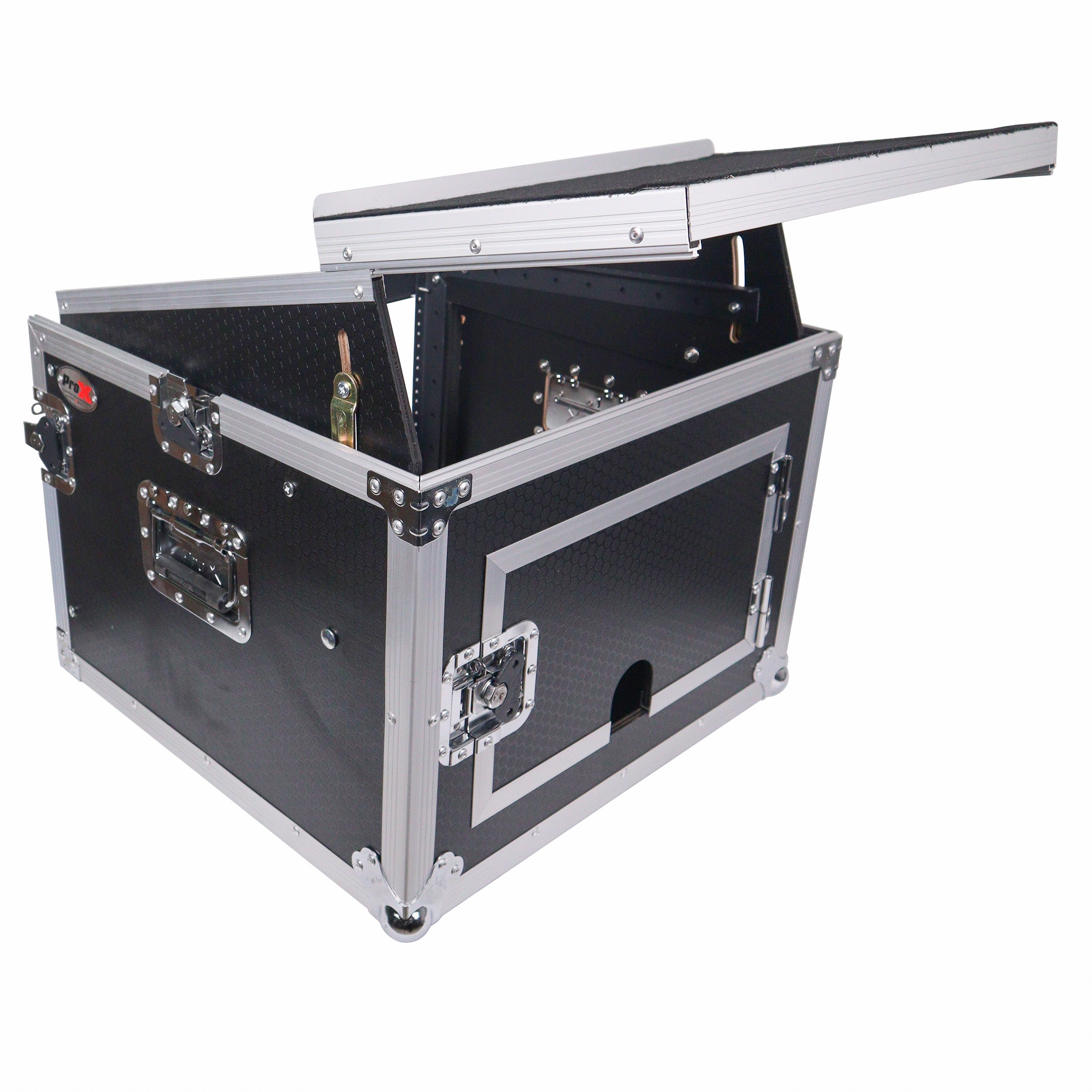 8U Vertical Rack Mount Flight Case with 10U Top for Mixer Combo Amp Rack with Laptop Shelf