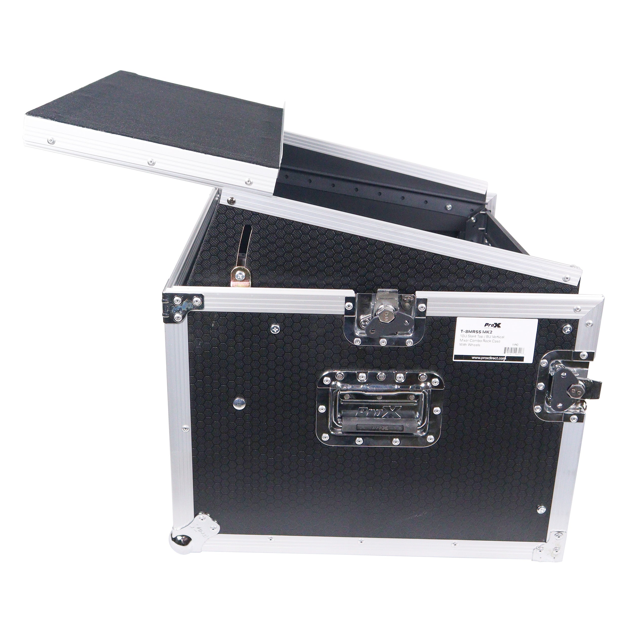 8U Vertical Rack Mount Flight Case with 10U Top for Mixer Combo Amp Rack with Laptop Shelf