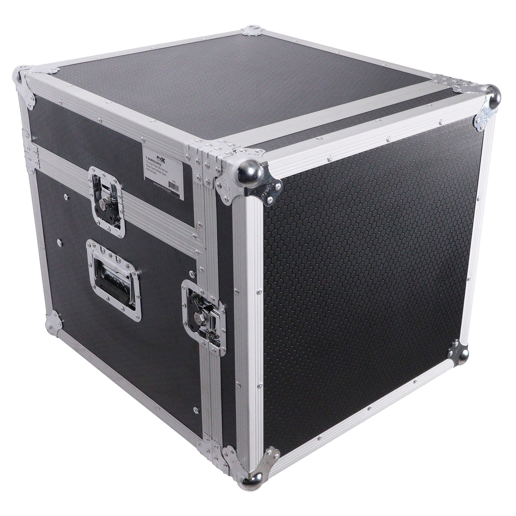 8U Vertical Rack Mount Flight Case with 10U Top for Mixer Combo Amp Rack with Laptop Shelf