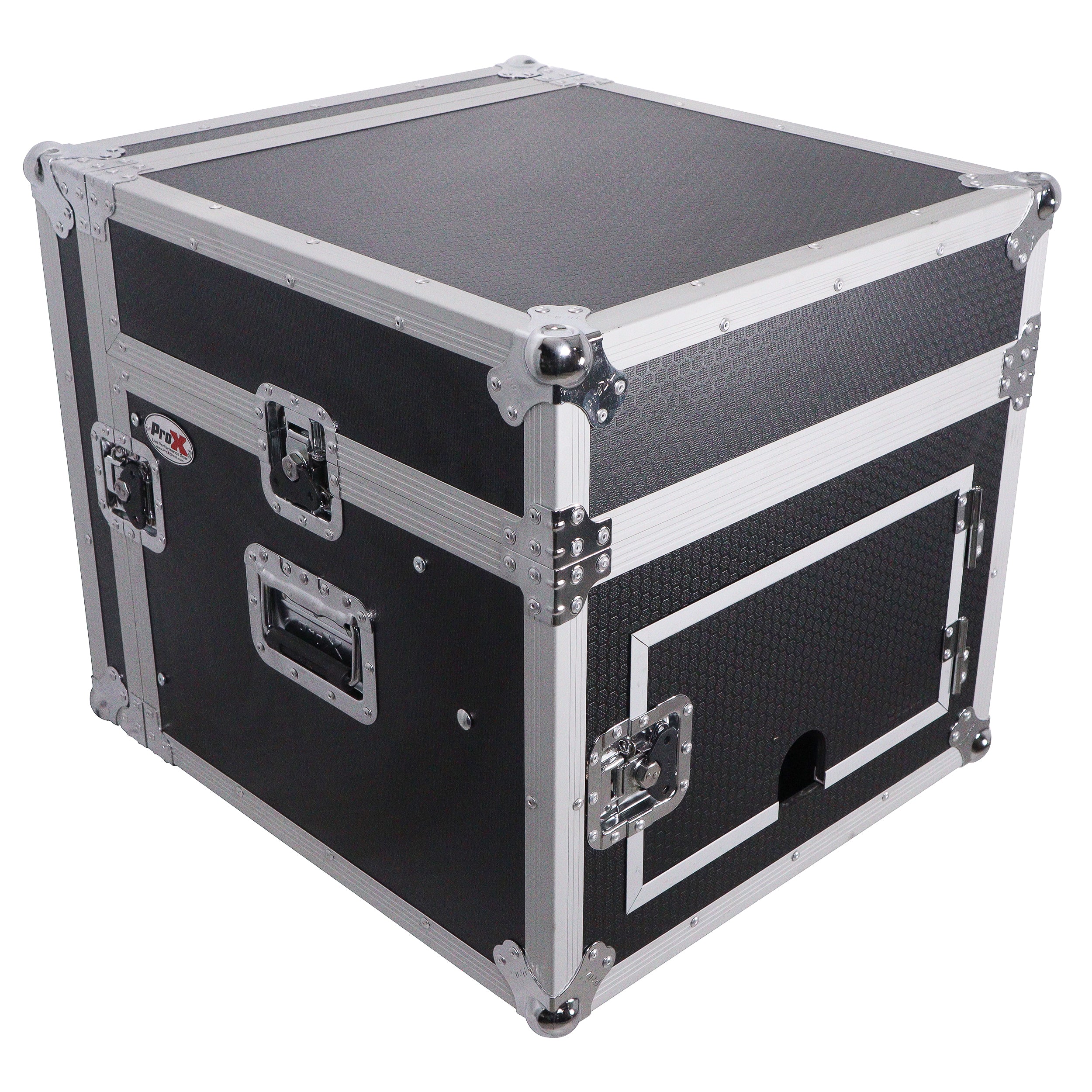 8U Vertical Rack Mount Flight Case with 10U Top for Mixer Combo Amp Rack with Laptop Shelf