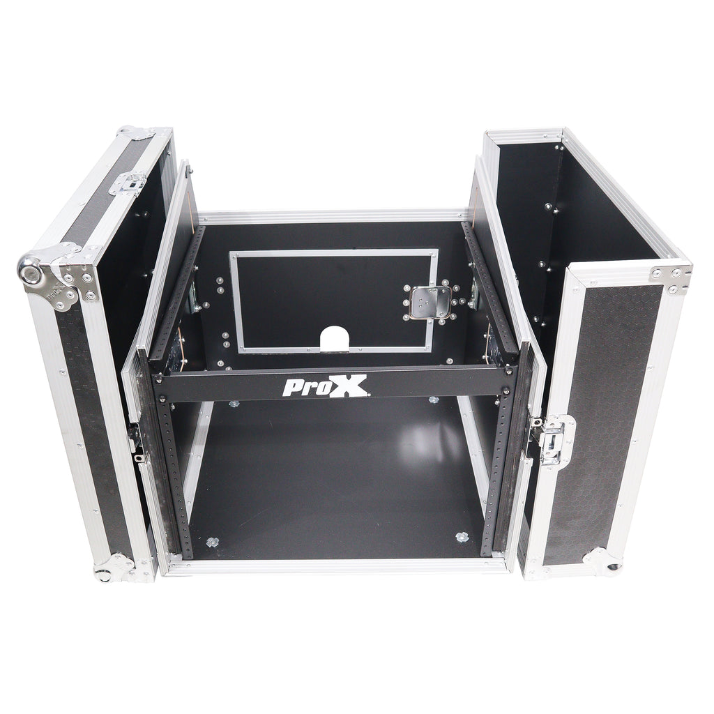 8U Vertical Rack Mount Flight Case with 10U Top for Mixer Combo Amp Rack