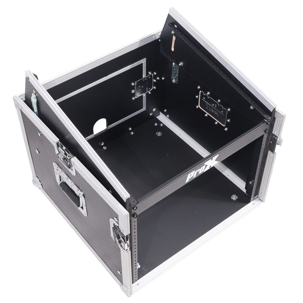 8U Vertical Rack Mount Flight Case with 10U Top for Mixer Combo Amp Rack