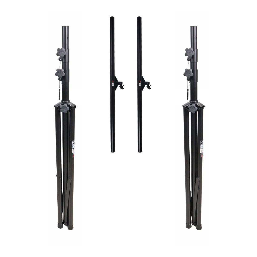 Set of (2) 10 Ft. DJ Stage Lighting Truss Stands System Includes (2) T-Adapters and (2) I-Beam Segments