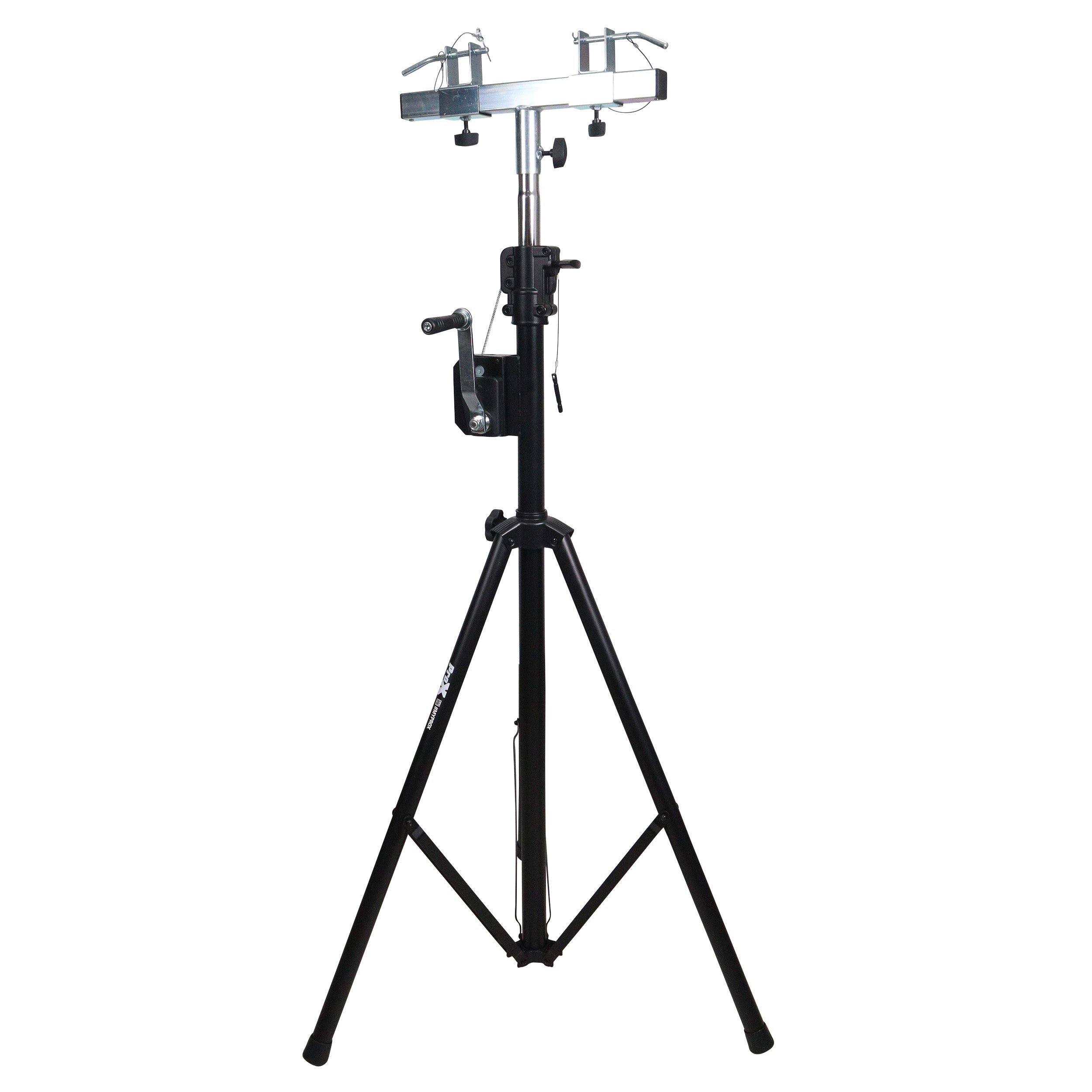 10-Feet Height Adjustable Portable Crank Lighting Stand System with included 2x T-Bars Triangle Truss for 5ft 10ft 15ft Width