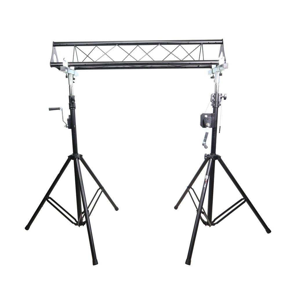 10-Feet Height Adjustable Portable Crank Lighting Stand System with included 2x T-Bars Triangle Truss for 5ft 10ft 15ft Width