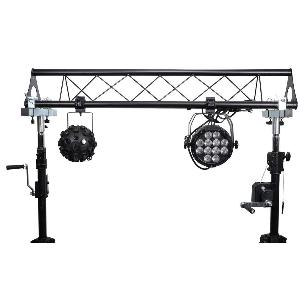 10-Feet Height Adjustable Portable Crank Lighting Stand System with included 2x T-Bars Triangle Truss for 5ft 10ft 15ft Width