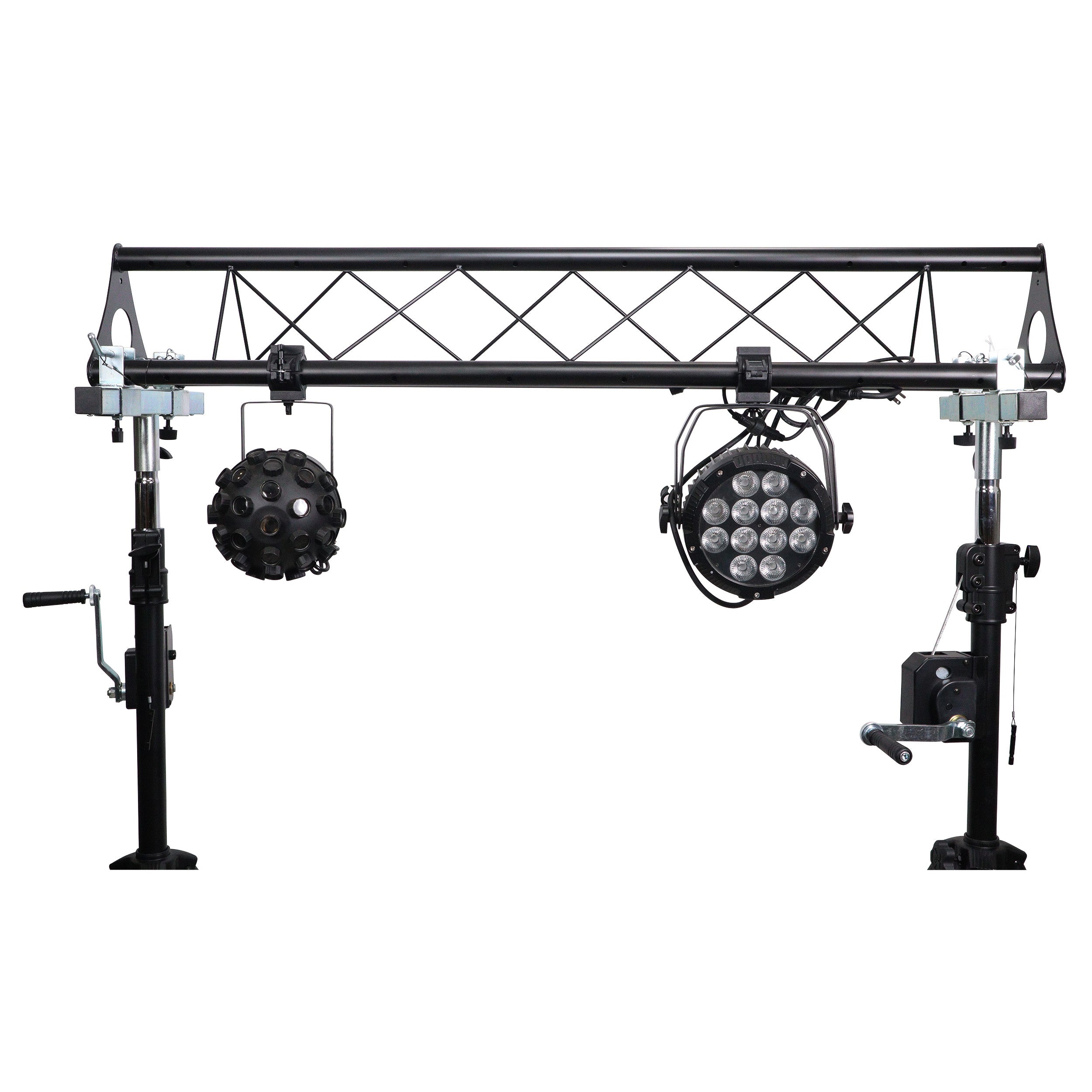10-Feet Height Adjustable Portable Crank Lighting Stand System with included 2x T-Bars Triangle Truss for 5ft 10ft 15ft Width