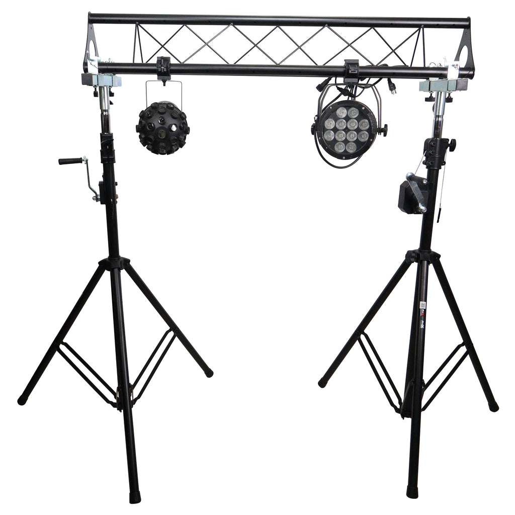10-Feet Height Adjustable Portable Crank Lighting Stand System with included 2x T-Bars Triangle Truss for 5ft 10ft 15ft Width
