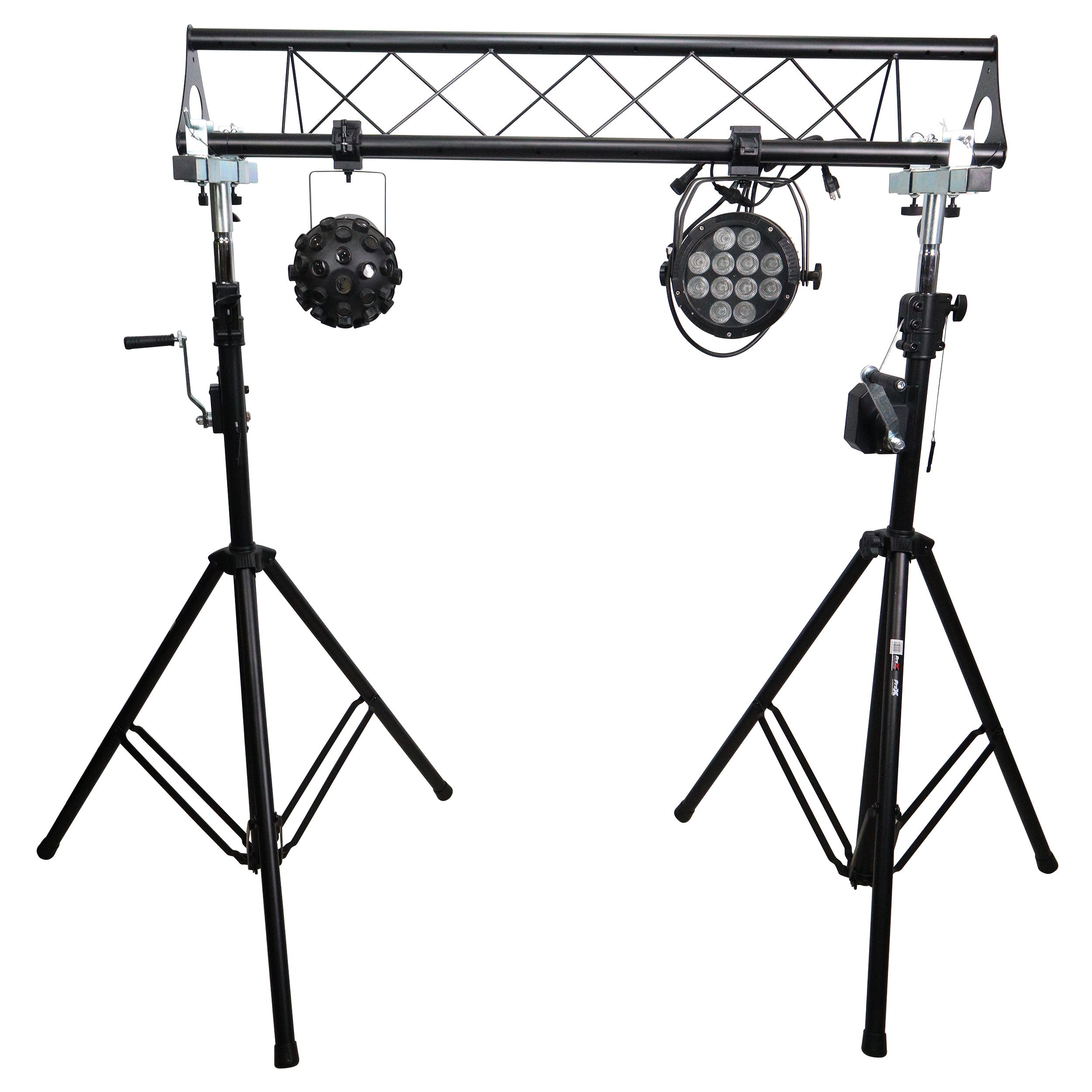 10-Feet Height Adjustable Portable Crank Lighting Stand System with included 2x T-Bars Triangle Truss for 5ft 10ft 15ft Width
