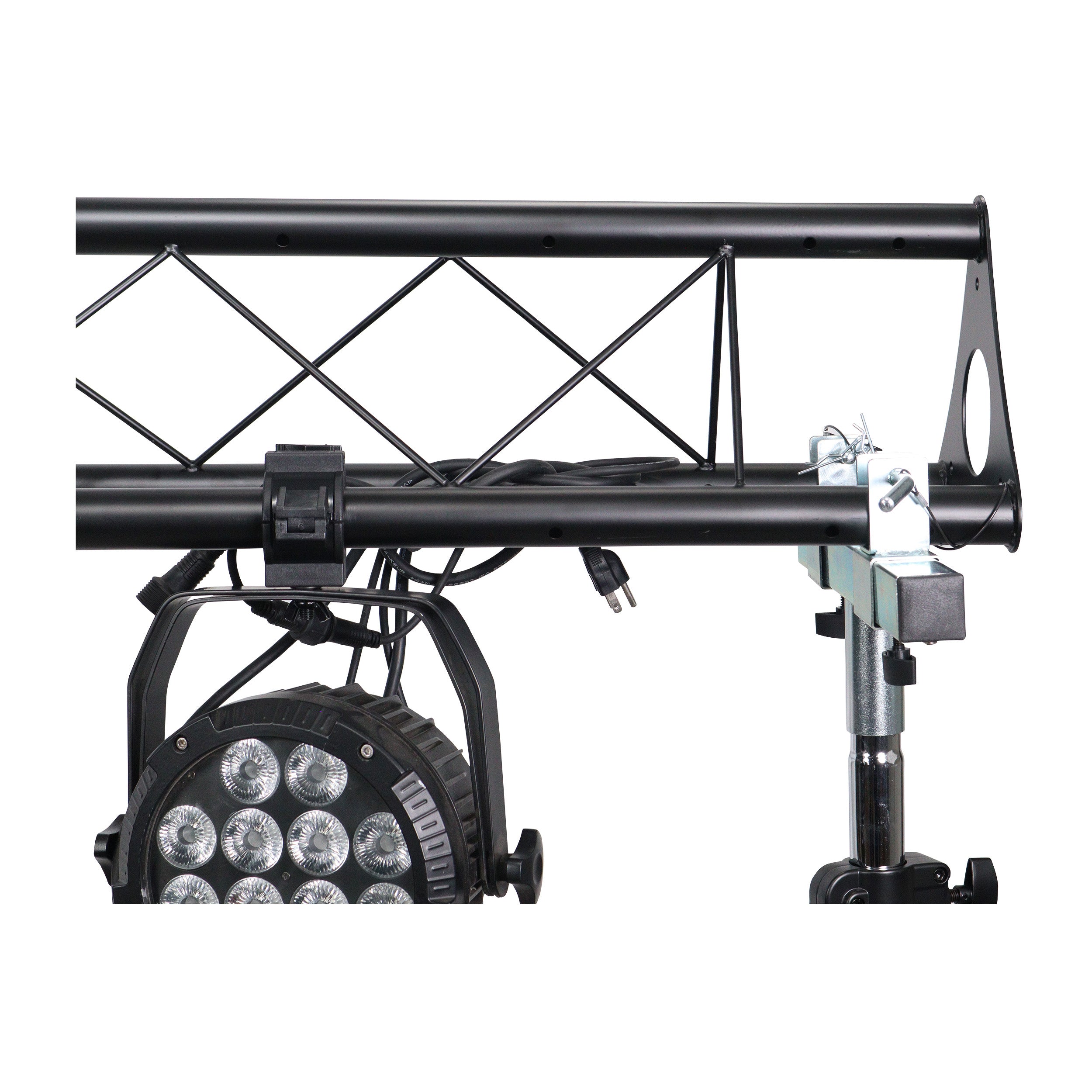 10-Feet Height Adjustable Portable Crank Lighting Stand System with included 2x T-Bars Triangle Truss for 5ft 10ft 15ft Width