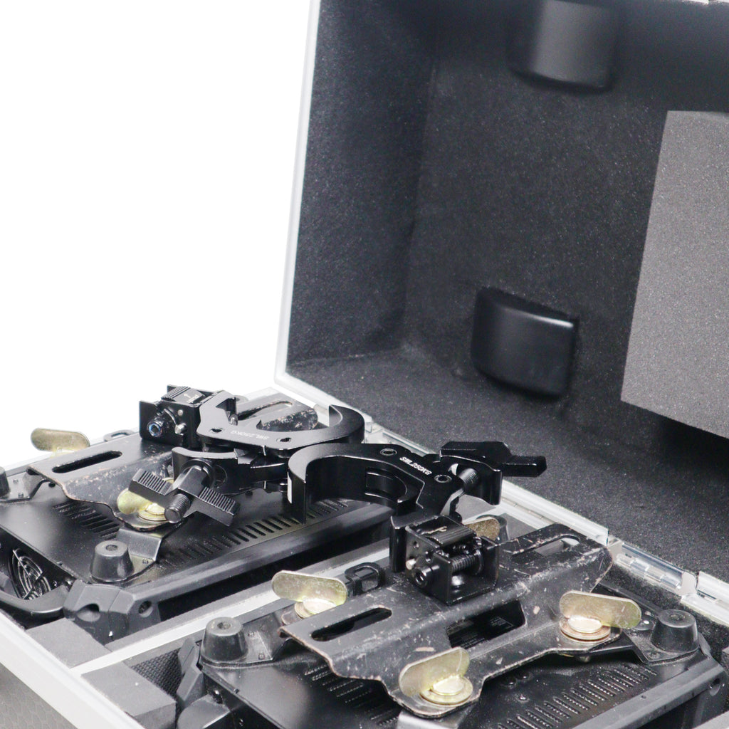 Set of (4) Quick 90º Folding Moving Head Clamp Adapters with T-C12 Truss Clamp 2 in. Diameter Black Finish - Max Load: 330 lbs