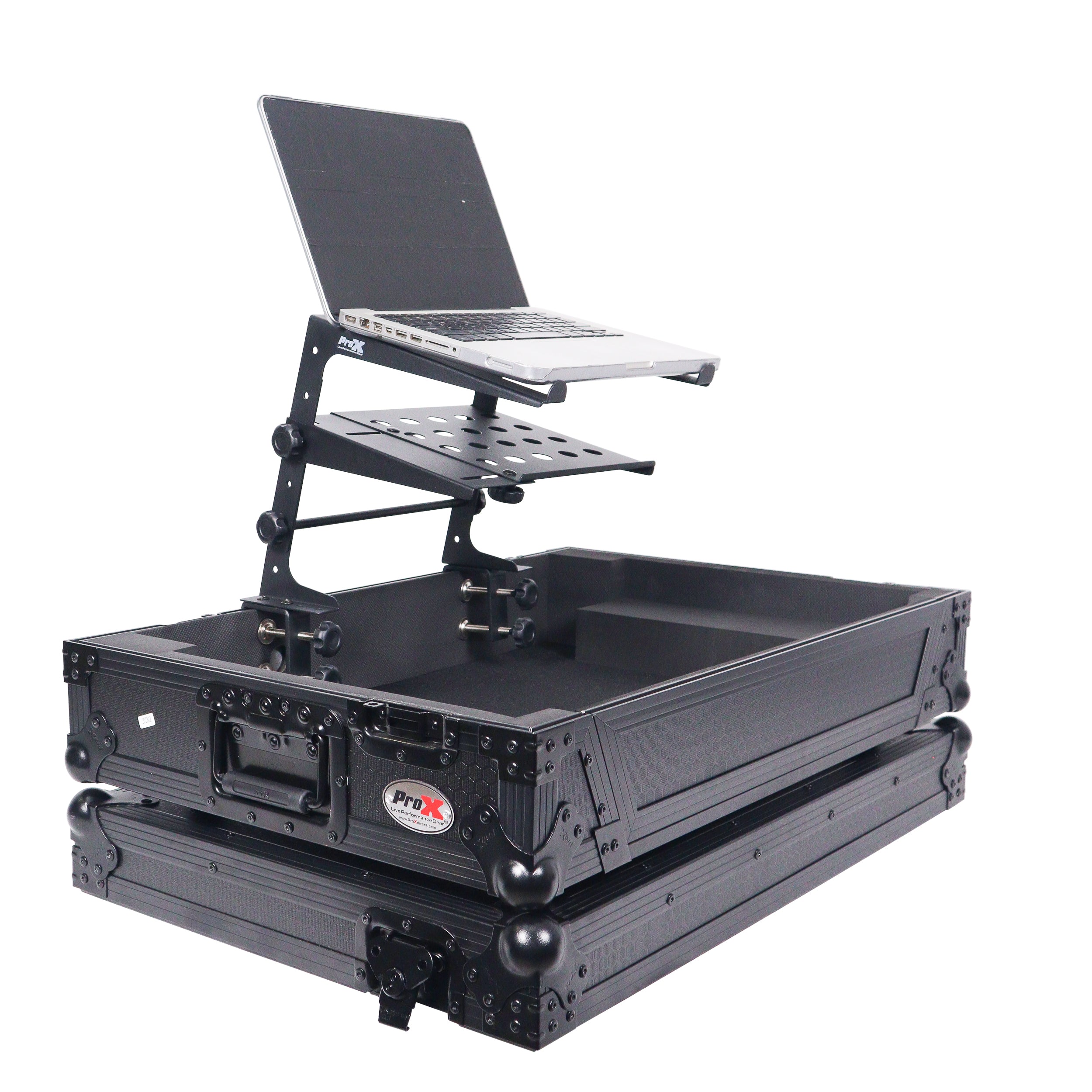 5PCS Universal Portable Desktop Laptop Stand with 2nd Tier Shelf and Mounting Clamps for DJ Cases