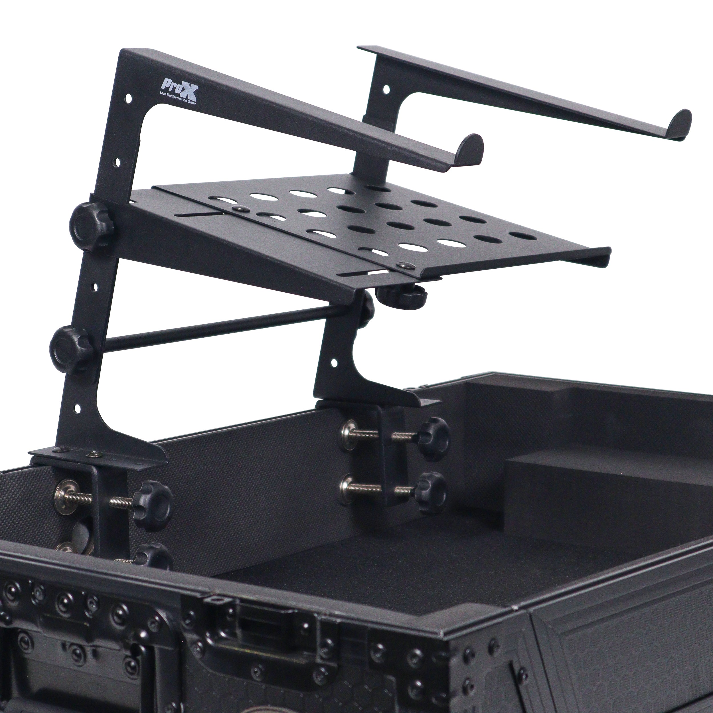 5PCS Universal Portable Desktop Laptop Stand with 2nd Tier Shelf and Mounting Clamps for DJ Cases