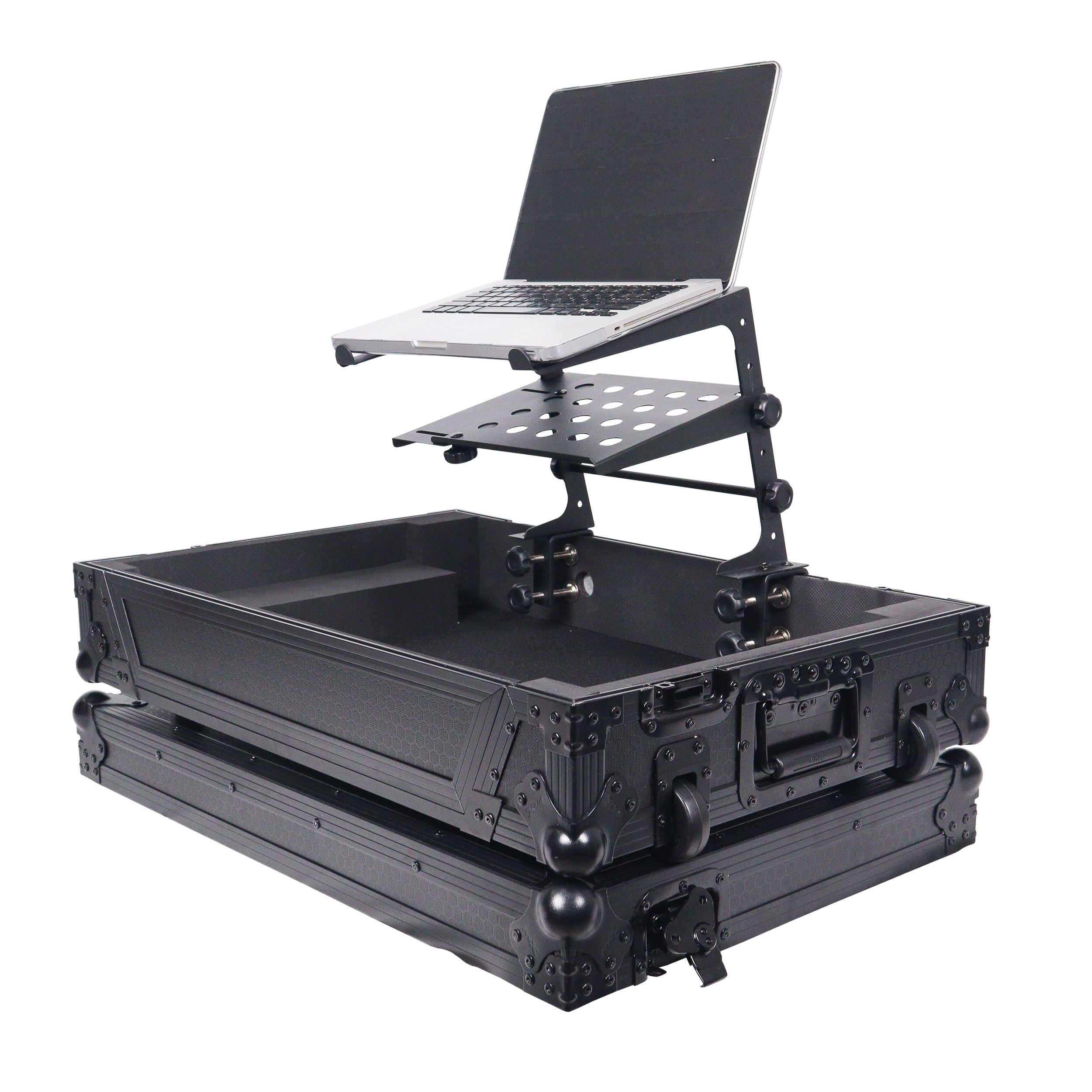 5PCS Universal Portable Desktop Laptop Stand with 2nd Tier Shelf and Mounting Clamps for DJ Cases