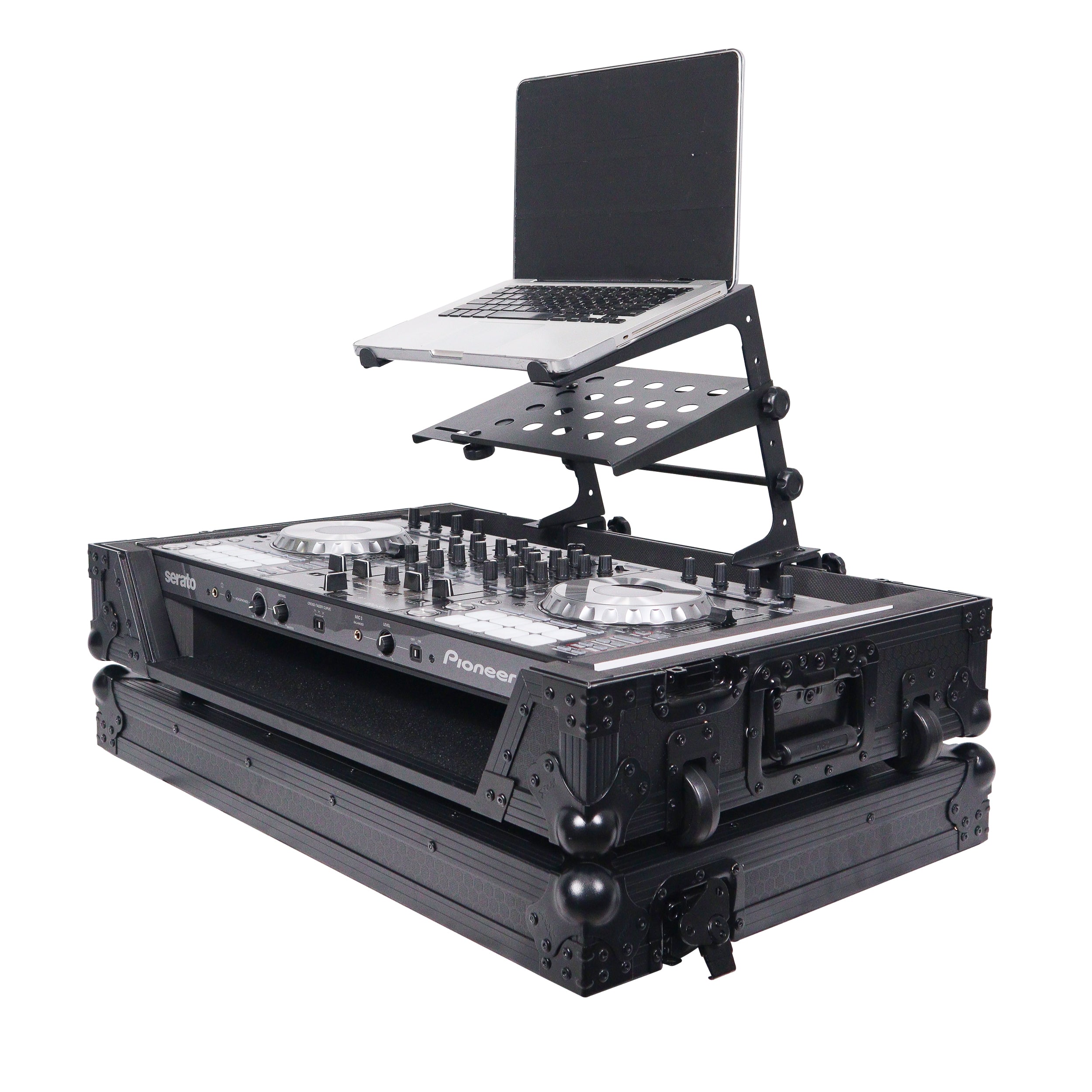 5PCS Universal Portable Desktop Laptop Stand with 2nd Tier Shelf and Mounting Clamps for DJ Cases