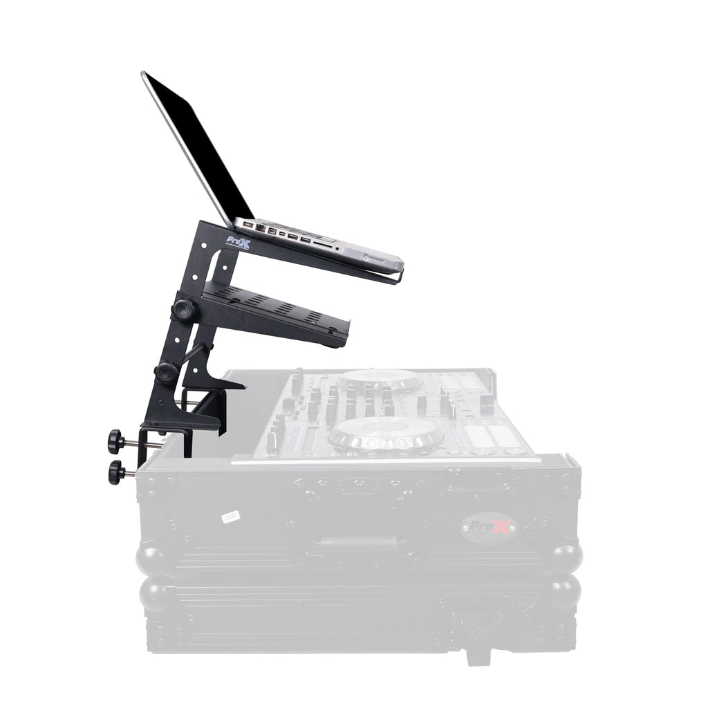 5PCS Universal Portable Desktop Laptop Stand with 2nd Tier Shelf and Mounting Clamps for DJ Cases