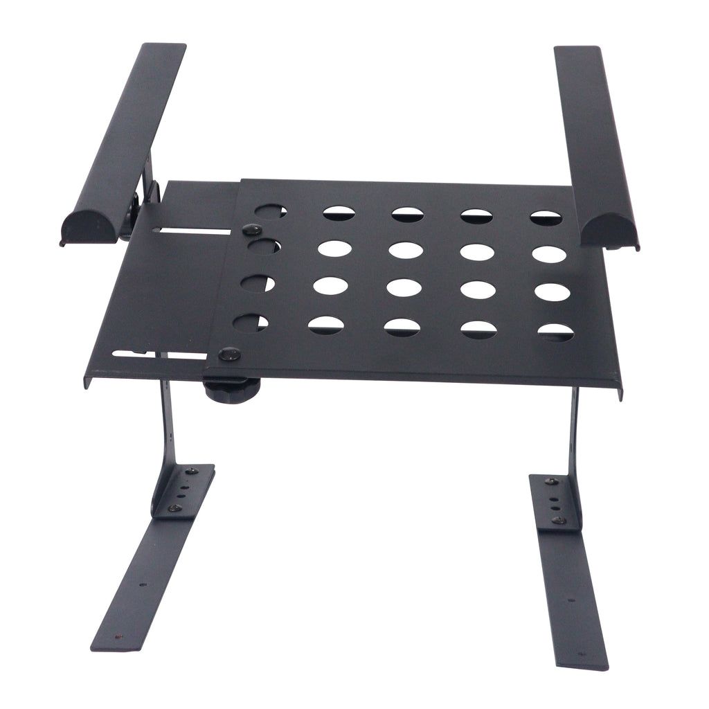 Universal Portable Desktop Laptop Stand with 2nd Tier Shelf and Mounting Clamps for DJ Cases