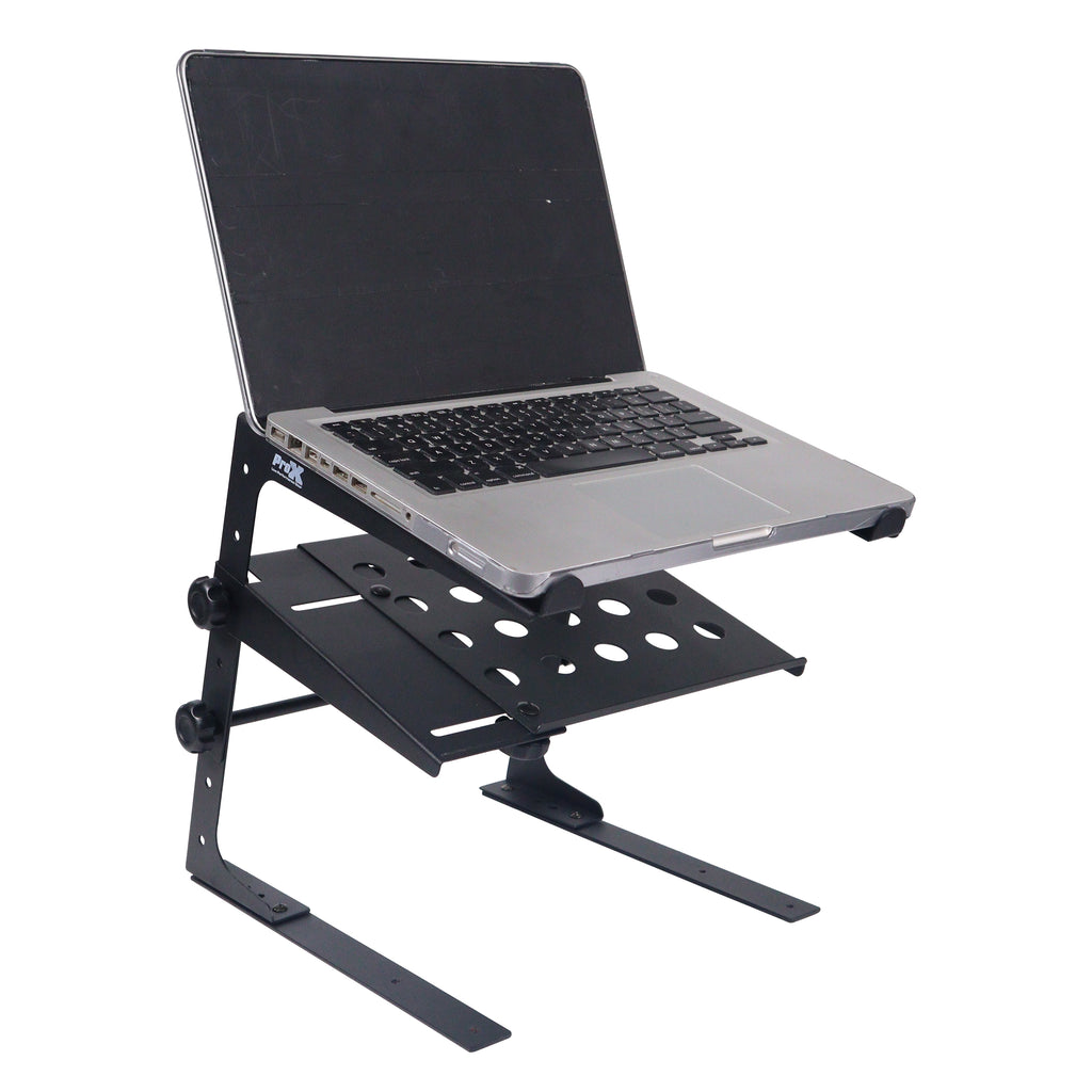 5PCS Universal Portable Desktop Laptop Stand with 2nd Tier Shelf and Mounting Clamps for DJ Cases