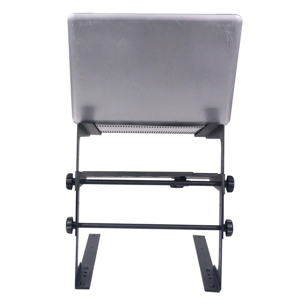Universal Portable Desktop Laptop Stand with 2nd Tier Shelf and Mounting Clamps for DJ Cases