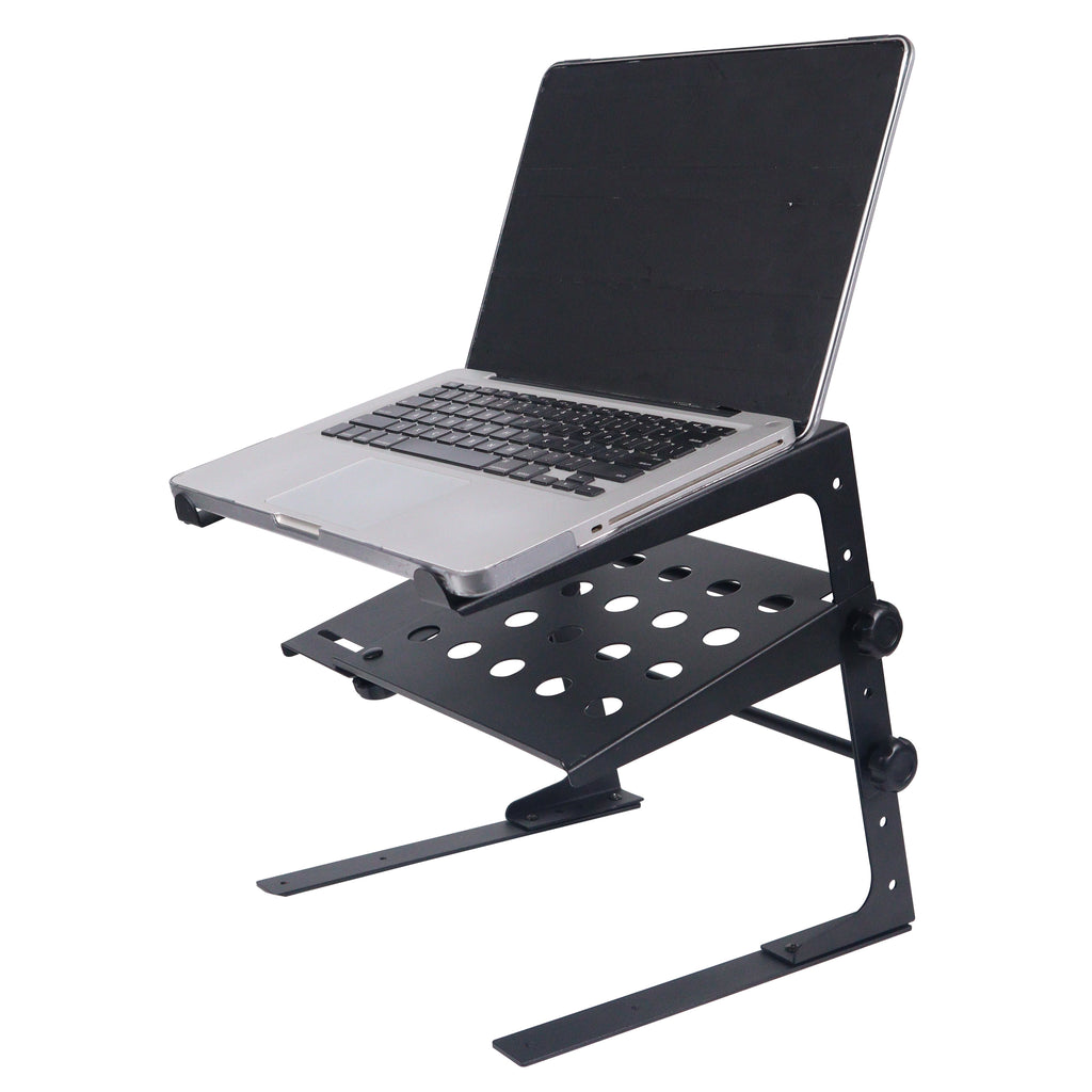 5PCS Universal Portable Desktop Laptop Stand with 2nd Tier Shelf and Mounting Clamps for DJ Cases