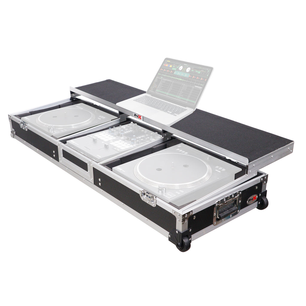 DJ Coffin Flight Case for (2) 1200 Style Turntables 10-inch 12-inch Mixers with Sliding Laptop Shelf and