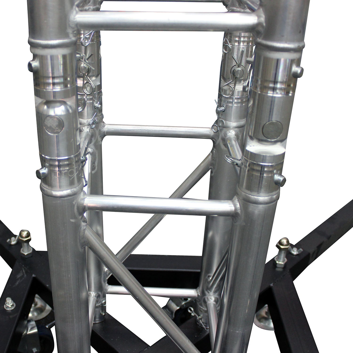 Truss Tower Stage Roofing System Package -Top Block | Hinges | Base | Outriggers and 3.28 Ft. 2 mm Wall Truss Segment