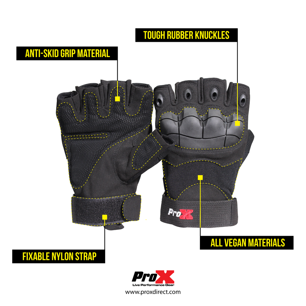 X-GRIPZ Hard Rubber Knuckle  Fingerless Gloves - For Truss and Stage Performance