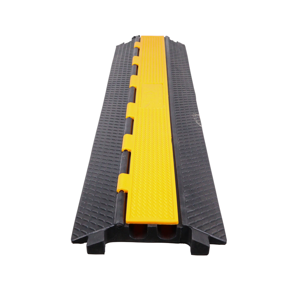 2-Channel Rubber Cable Protector Ramp Speed Bump Cover Indoor Outdoor – Supports up to 60 Tons
