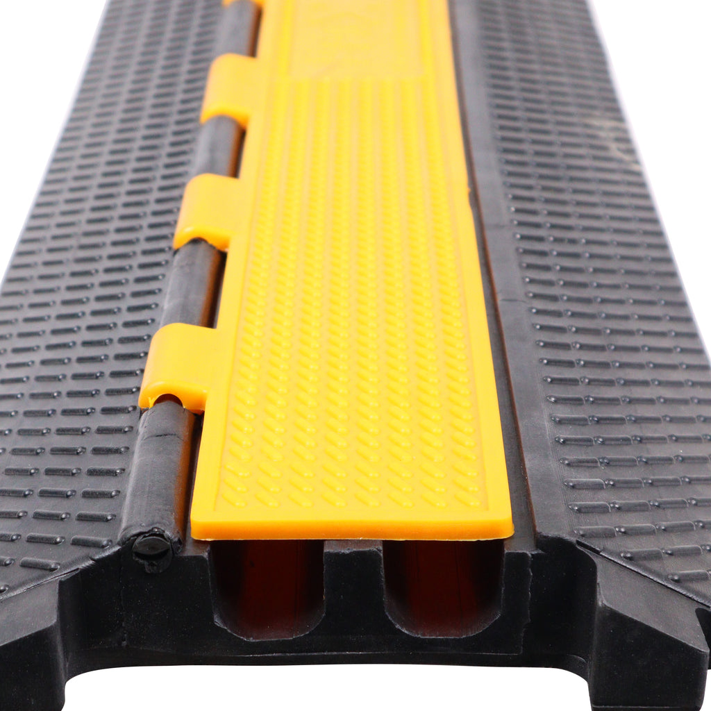 2-Channel Rubber Cable Protector Ramp Speed Bump Cover Indoor Outdoor – Supports up to 60 Tons