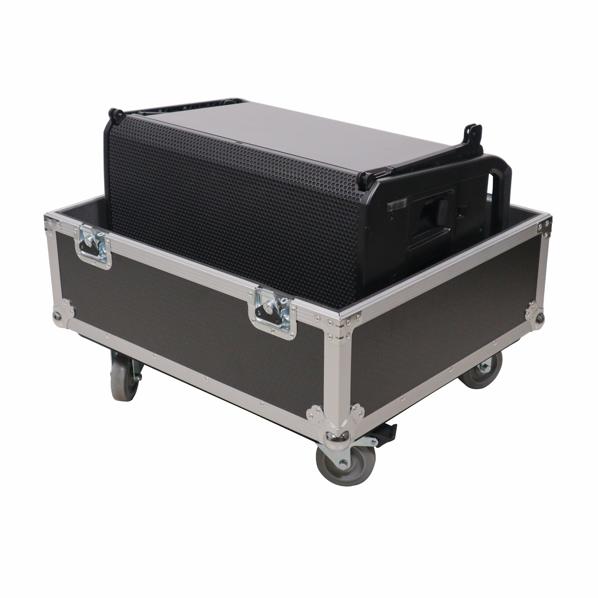 Universal ATA Speaker Flight Case for 2xQSC KLA12 LA112 FBT HORIZON VHA 112SA, Mackie DRM12A and similar sizes 30x26x22 in