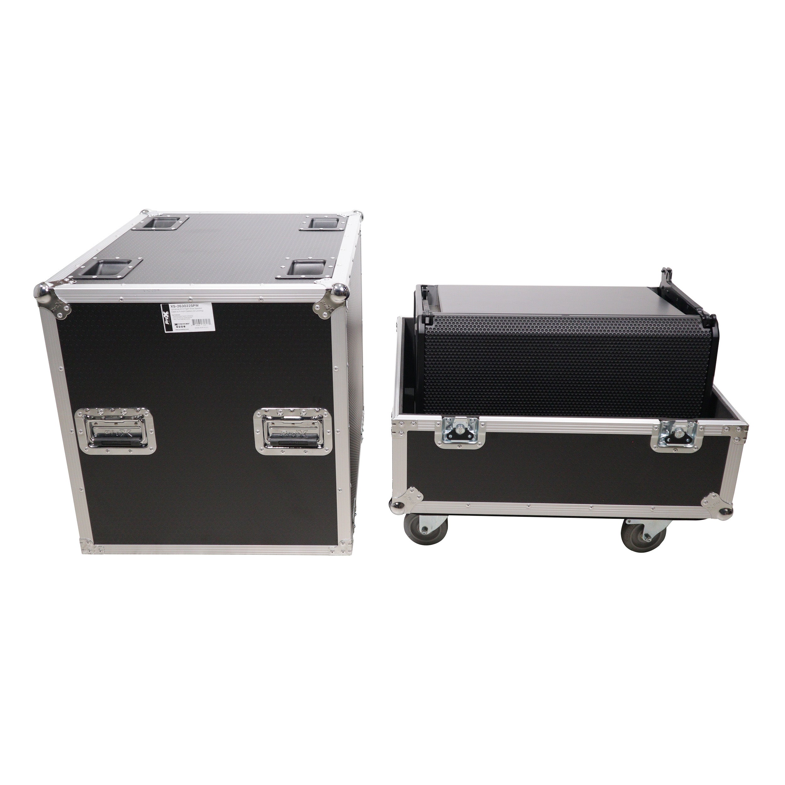 Universal ATA Speaker Flight Case for 2xQSC KLA12 LA112 FBT HORIZON VHA 112SA, Mackie DRM12A and similar sizes 30x26x22 in