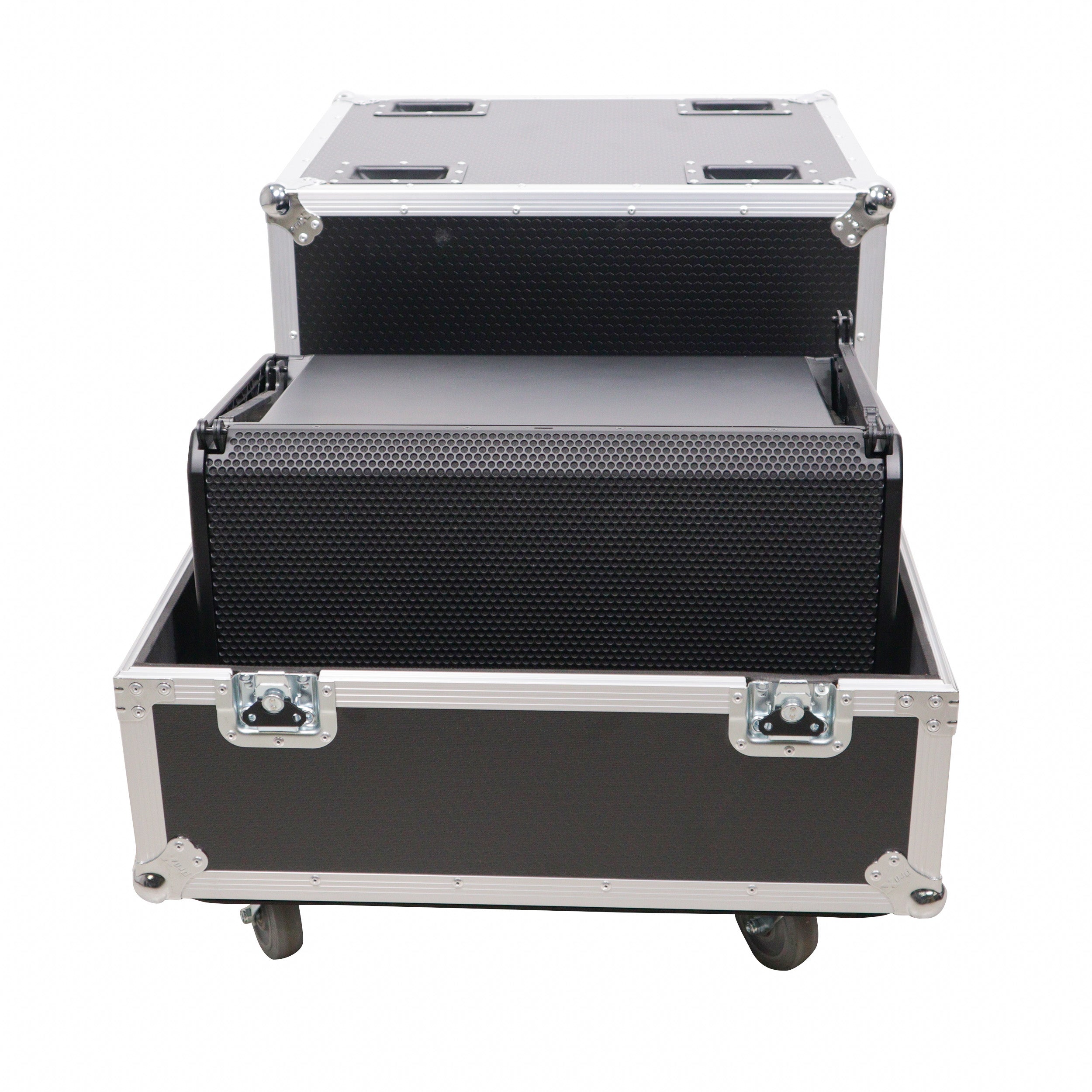 Universal ATA Speaker Flight Case for 2xQSC KLA12 LA112 FBT HORIZON VHA 112SA, Mackie DRM12A and similar sizes 30x26x22 in