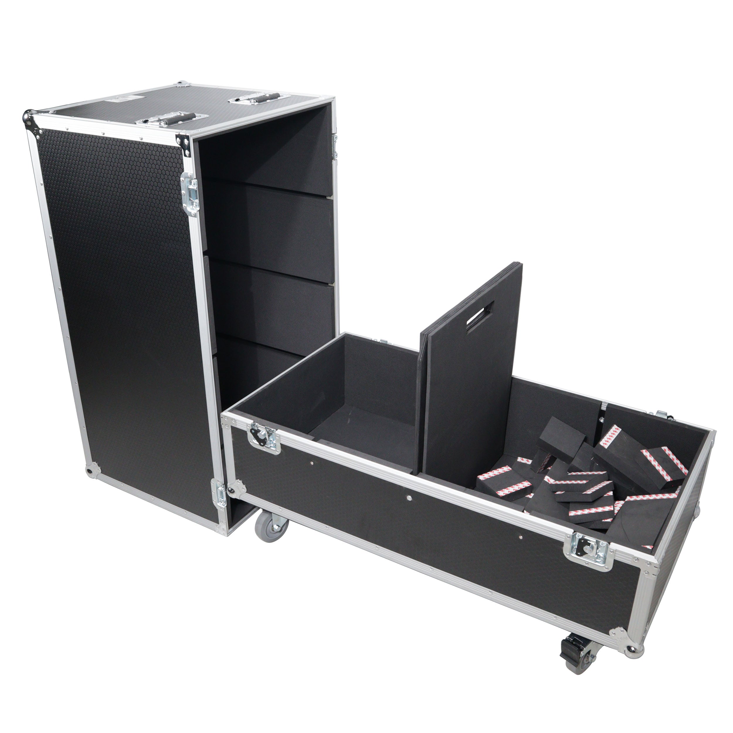 Universal Dual Speaker Flight Case Fits (2) QSC KLA12 LA112 EV ETX12P - 25x17x15 in.