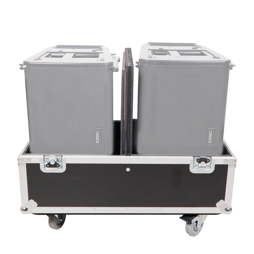 Universal Dual Speaker Flight Case Fits (2) QSC KLA12 LA112 EV ETX12P - 25x17x15 in.