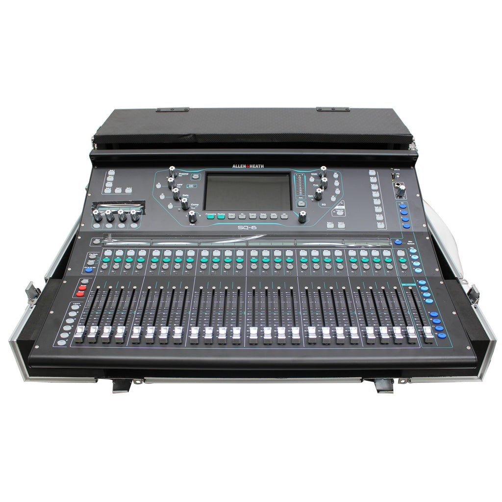ATA Digital Audio Mixer Flight Case for Allen & Heath SQ6 Console with Doghouse compartment and Caster wheels