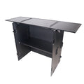 Transformer Flight Case Style Folding DJ Table and Workstation with Smooth Rolling Wheels Black Finish