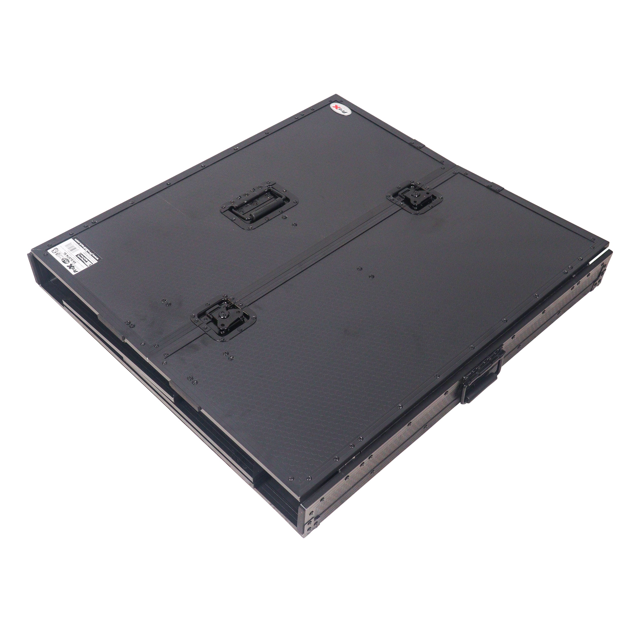 Transformer Flight Case Style Folding DJ Table and Workstation with Smooth Rolling Wheels Black Finish