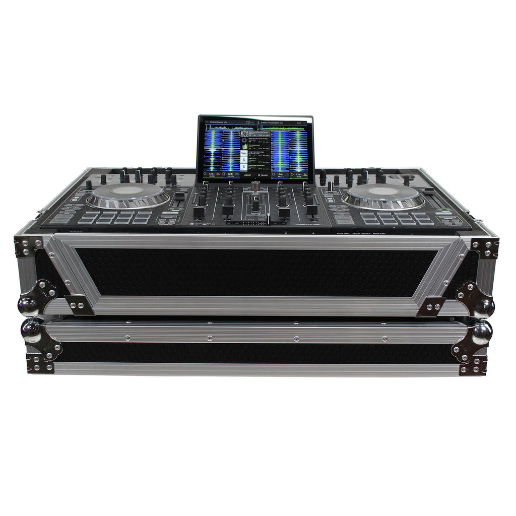 ATA Flight Case For Denon PRIME 4 DJ Controller with 1U Rack Space and Wheels
