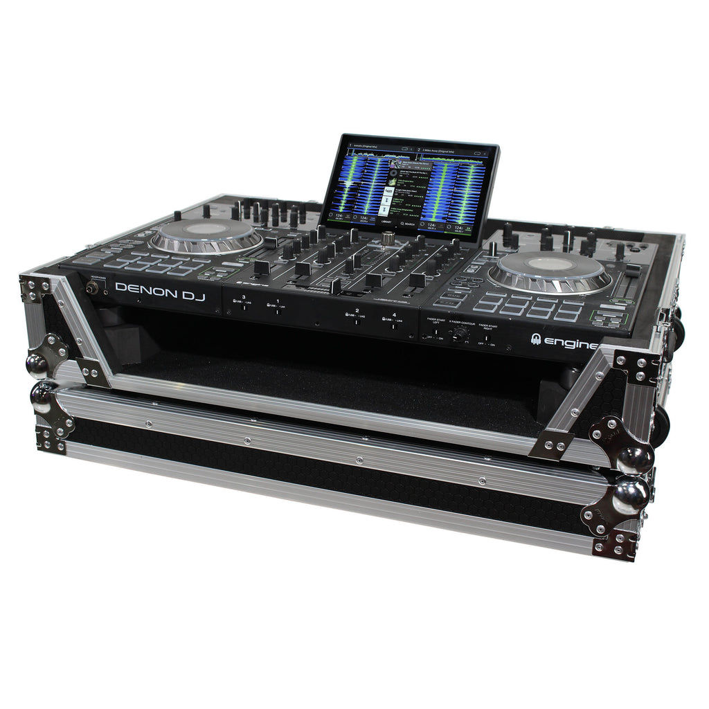 ATA Flight Case For Denon PRIME 4 DJ Controller with 1U Rack Space and Wheels