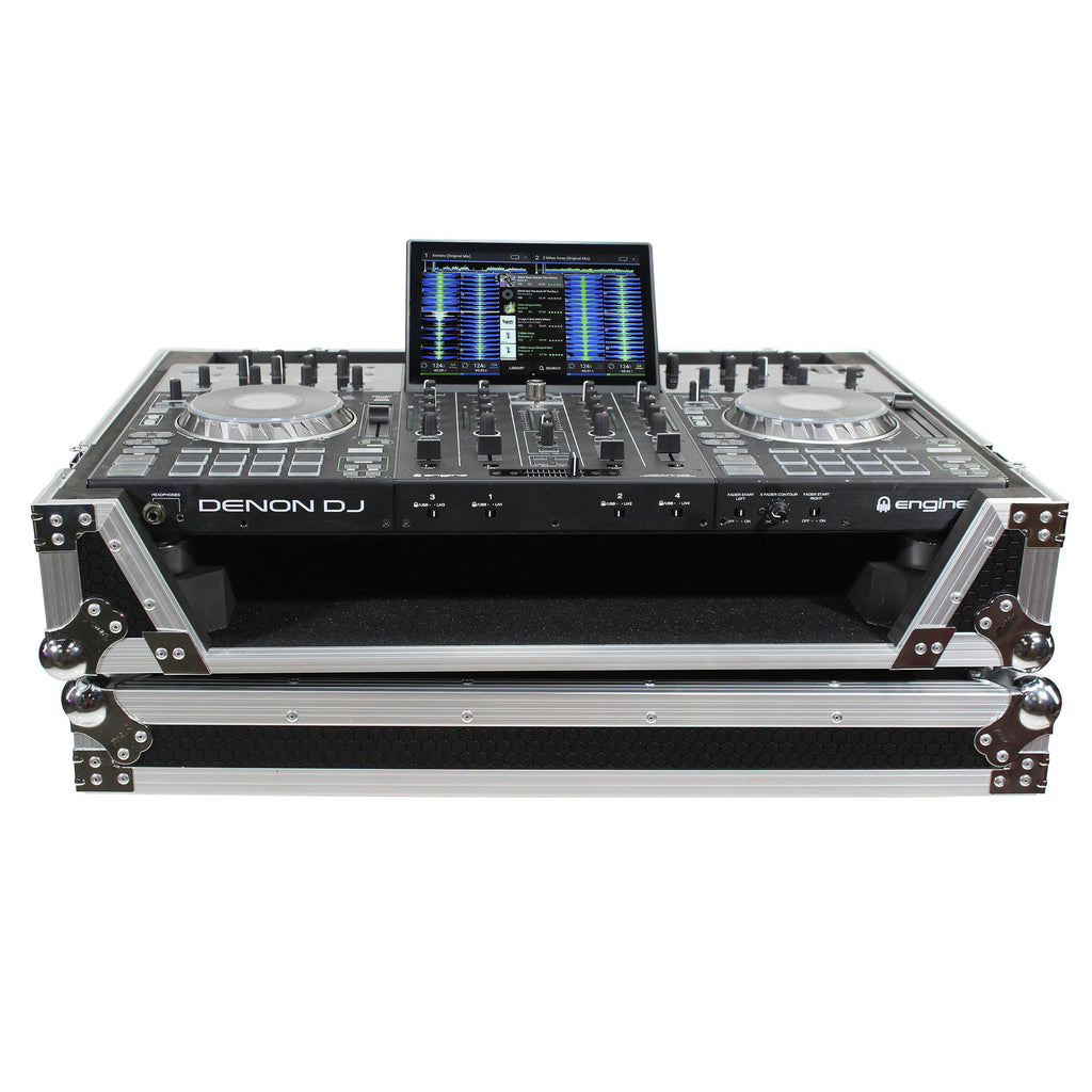 ATA Flight Case For Denon PRIME 4 DJ Controller with 1U Rack Space and Wheels