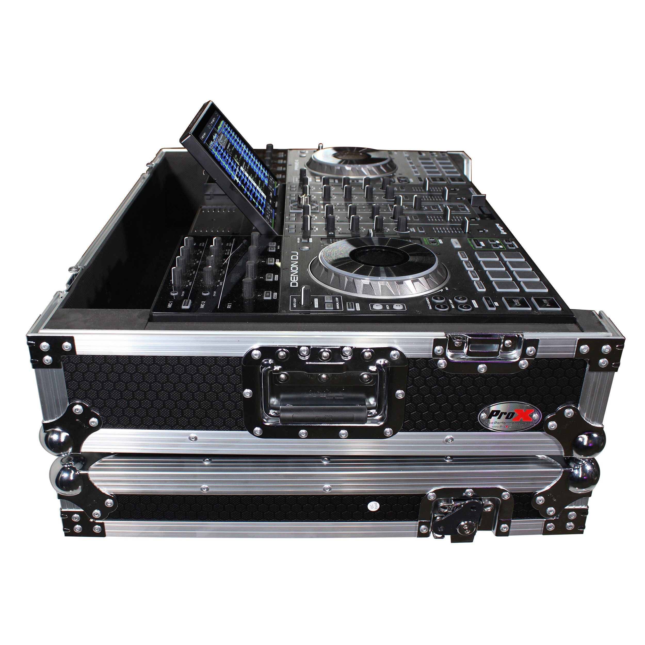 ATA Flight Case For Denon PRIME 4 DJ Controller with 1U Rack Space and Wheels