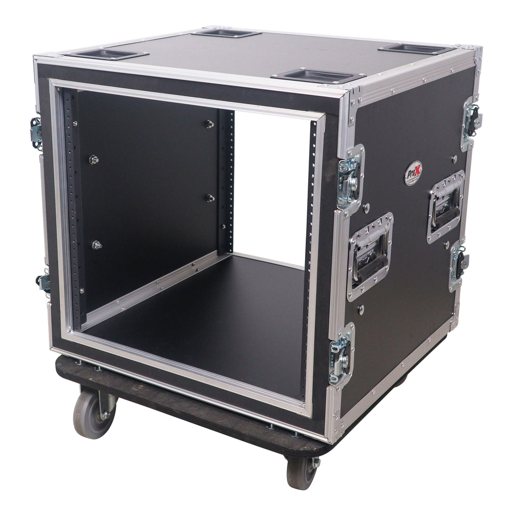 ATA Style 10U Space Shockproof Amp Rack Mount Case 20 inch Depth with Caster Wheels