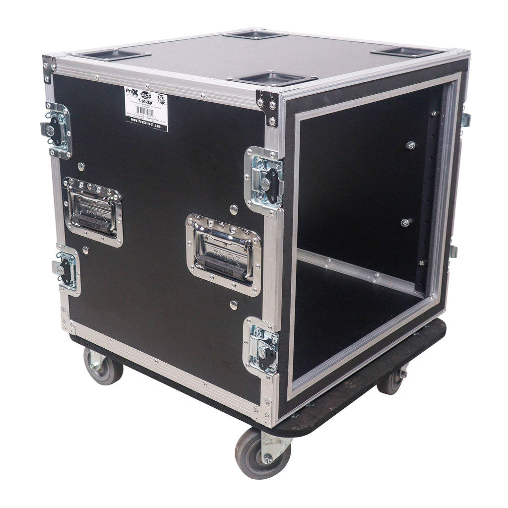 ATA Style 10U Space Shockproof Amp Rack Mount Case 20 inch Depth with Caster Wheels