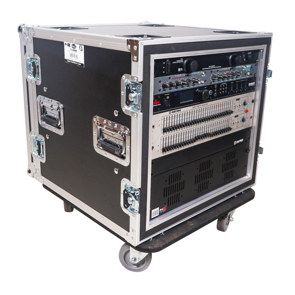 ATA Style 10U Space Shockproof Amp Rack Mount Case 20 inch Depth with Caster Wheels